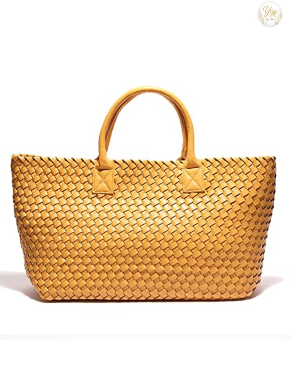 Woven Vegan Leather Tote Bag Large Capacity Shoulder Handbag Travel Shopper